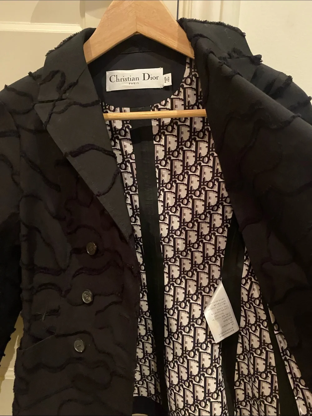 Dior Black Textured Wave Double-Breasted Jacket